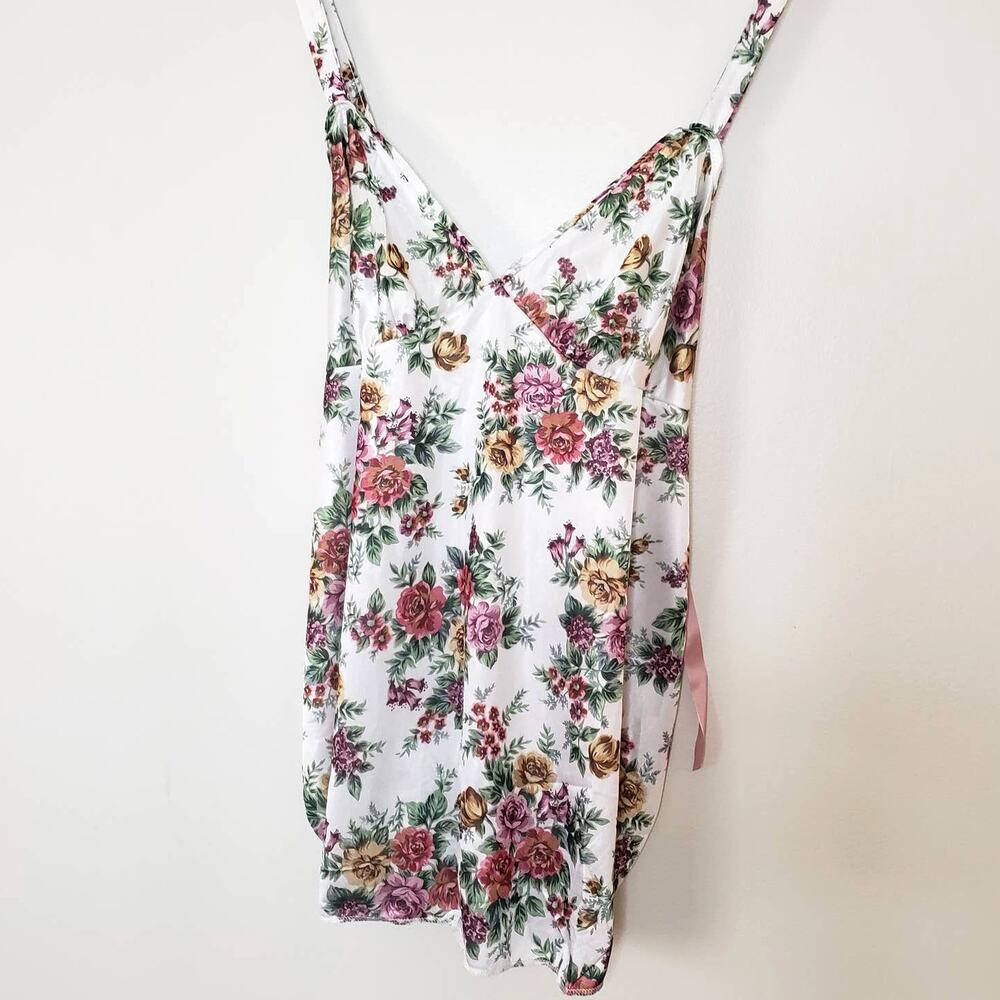 Vintage Romantic Floral Chemise & Panties Sexy Set Bows Size Medium